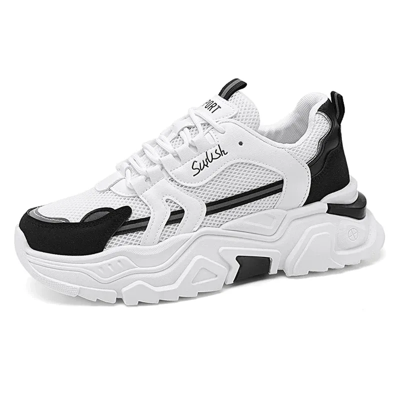 Student thick soled mesh breathable casual sports shoes four seasonal men's outdoor soft sole comfort running shoes male sneaker Yoga - Suitable