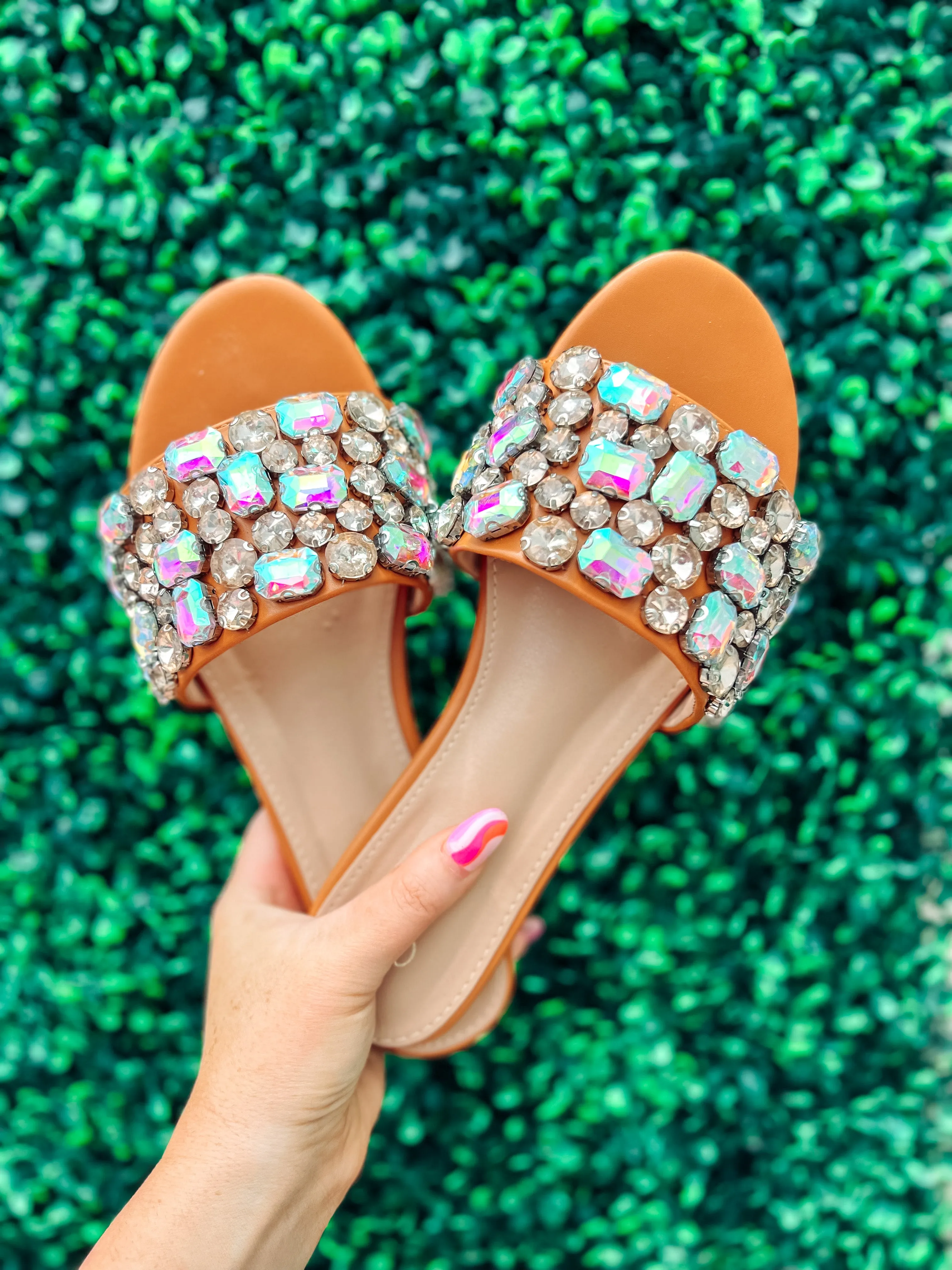 Summer rhinestone sandals Thick-Heel