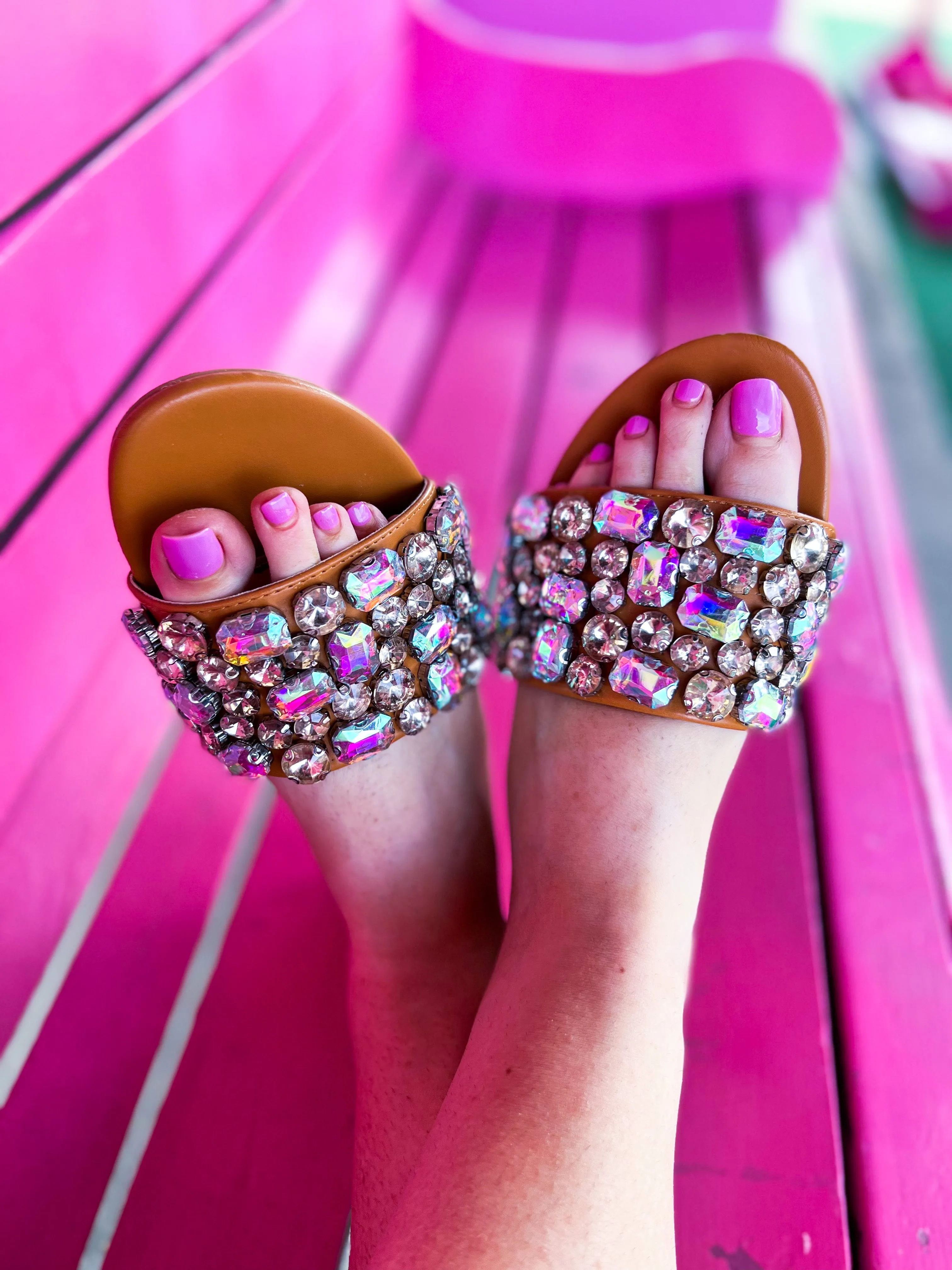 Summer rhinestone sandals Thick-Heel