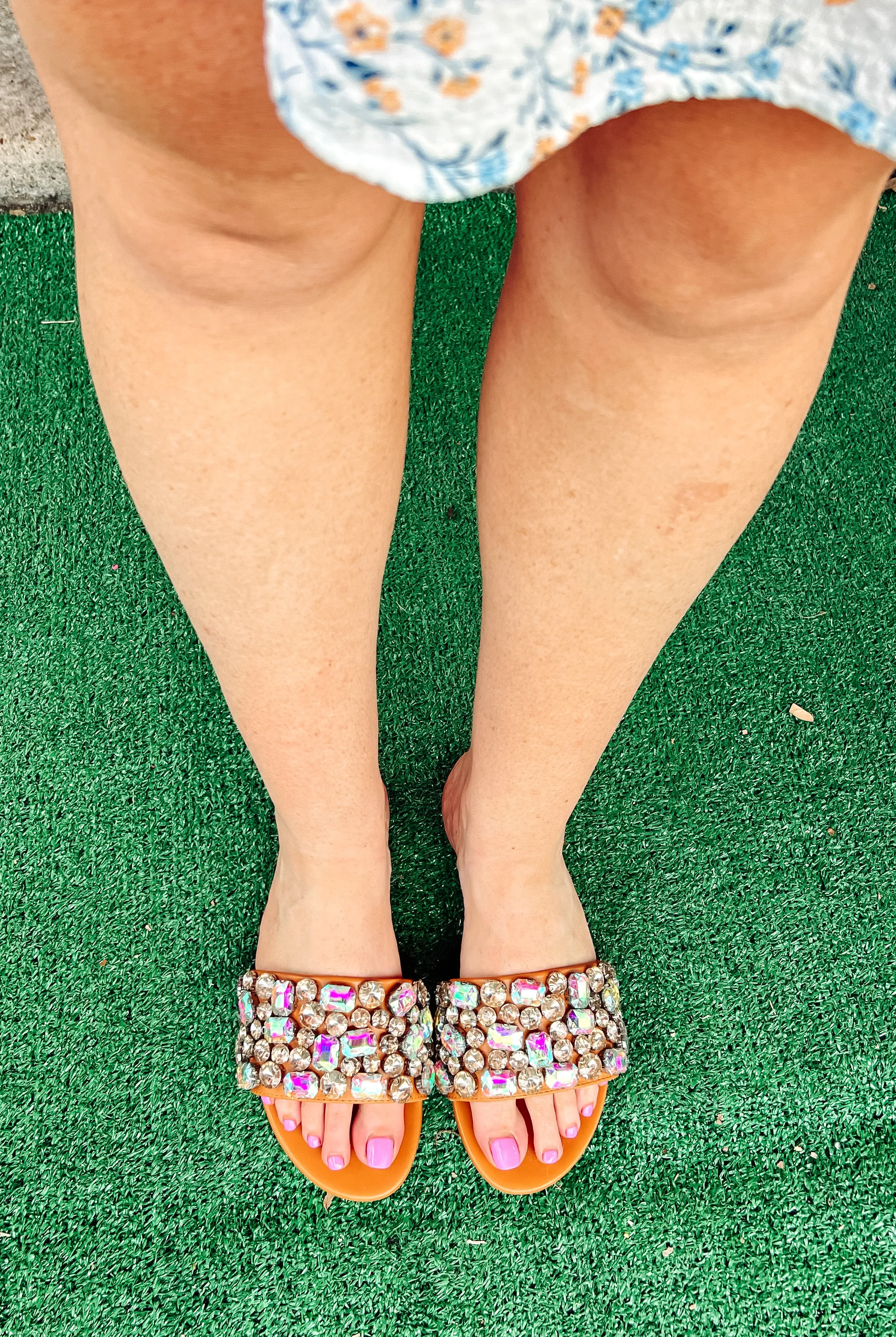 Summer rhinestone sandals Thick-Heel