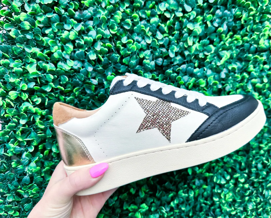 Summer-Vibe Black   Gold Star Sneakers