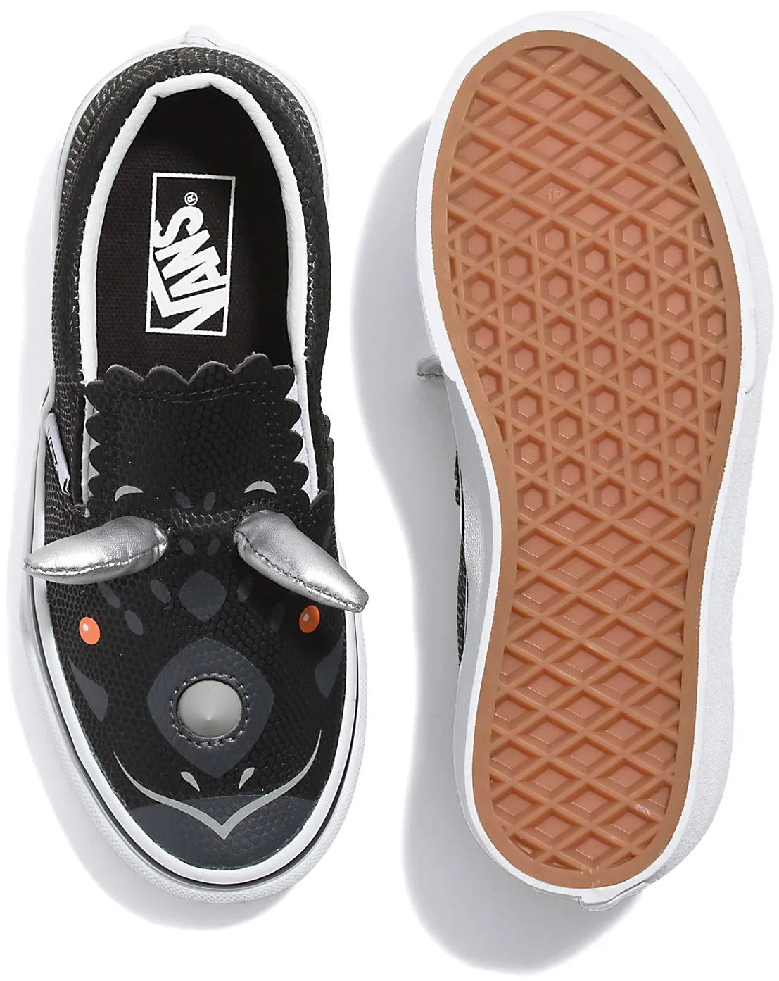 Breathable fabric Comfort Ease Vans Kids Classic Slip-On Triceratops Black/White