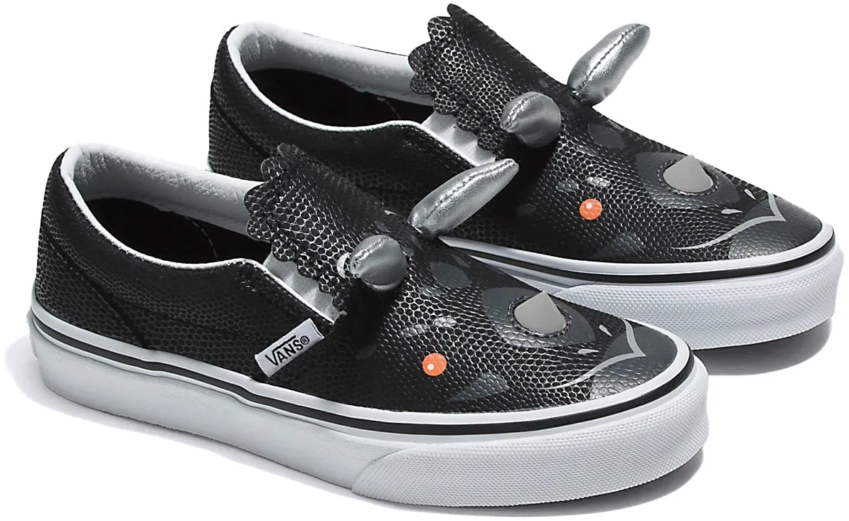 Comfort Step On Flex Comfort Vans Kids Classic Slip-On Triceratops Black/White