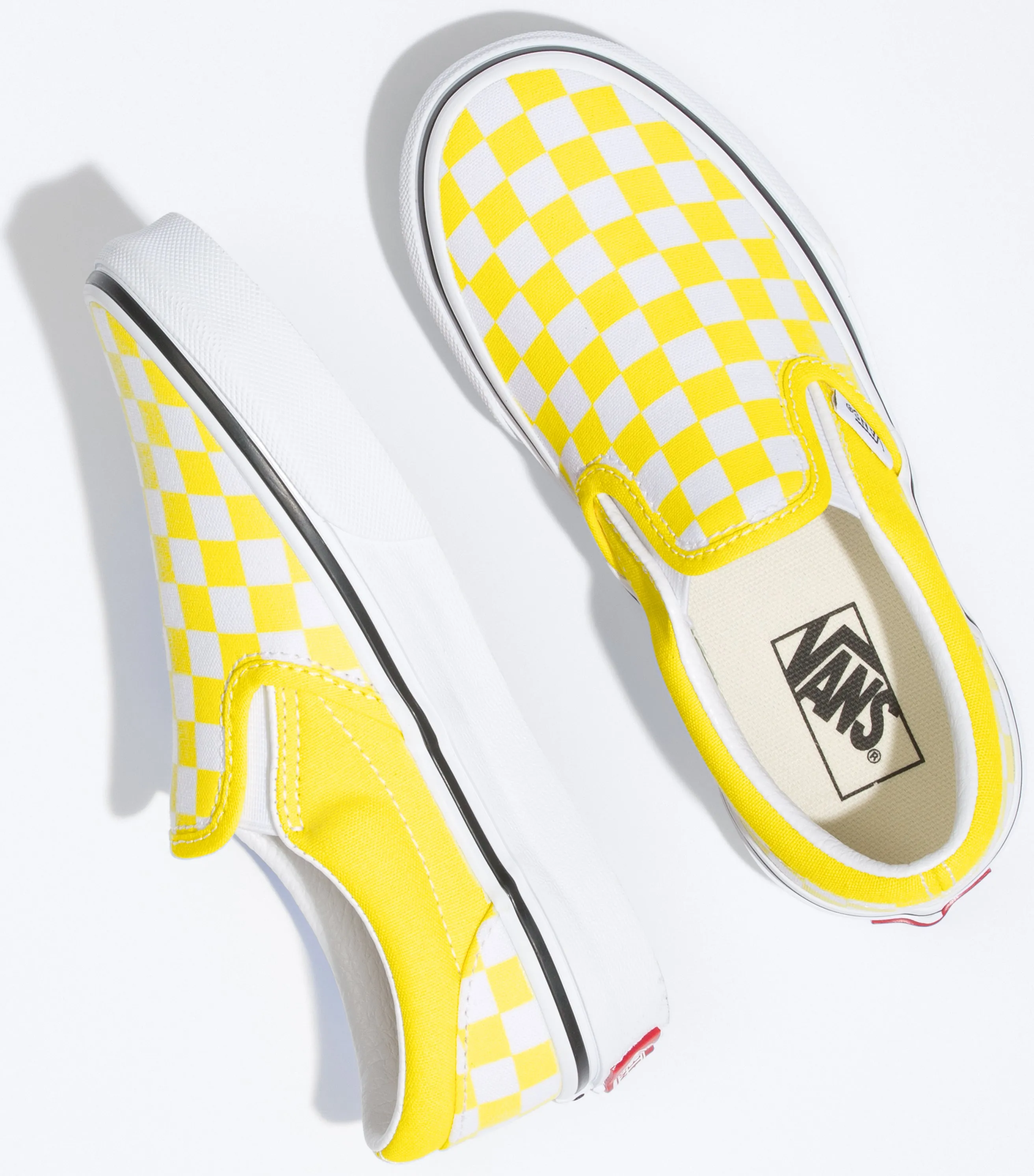 Vans Kids Classic Slip-On Checkerboard Blazing Yellow/True White Relaxed Fit