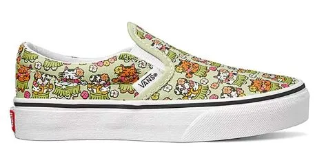 Walk Comfort Slip Smart Casual Vans Kids Classic Slip-On Aloha Animals White Jade