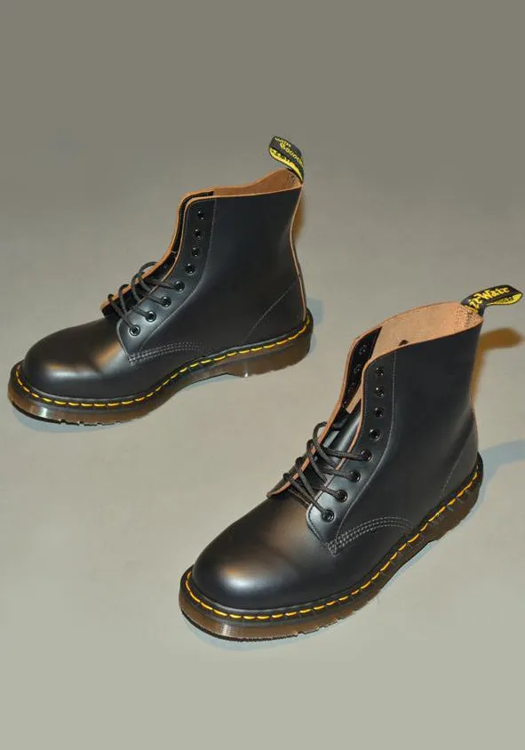 Breathable Upper Design AntiSlip DR. MARTENS VINTAGE 1460 LEATHER BOOTS BLACK QUILON MADE IN ENGLAND
