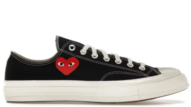 Converse Chuck Taylor All Star 70 Ox Comme des Garcons PLAY Single Small Heart Black Cushion Heel
