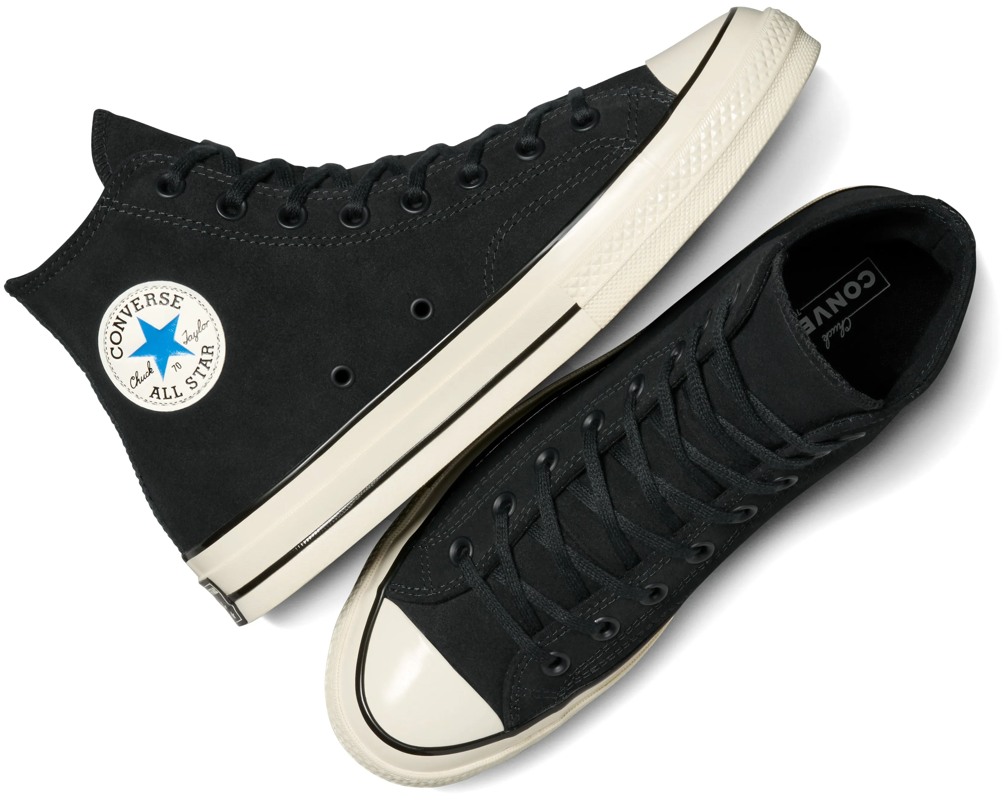 Converse Chuck Taylor All Star 1970s Hi Top Suede Black Flexible Comfort Shoes.