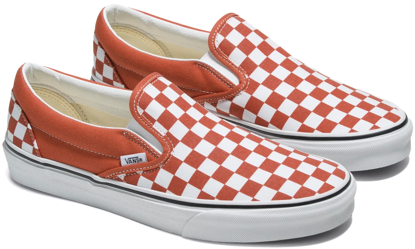 Vans Classic Slip-On Checkerboard Burnt Ochre Quick Travel Shoes