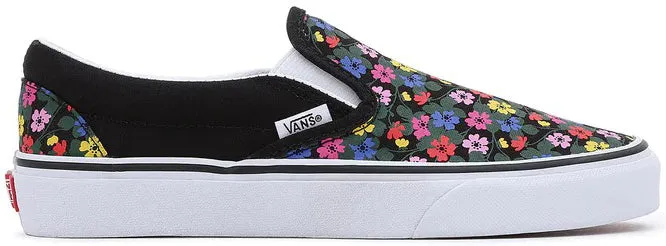 Vans Classic Slip-On Floral Black/White Simple Step Shoes Flexible Fit