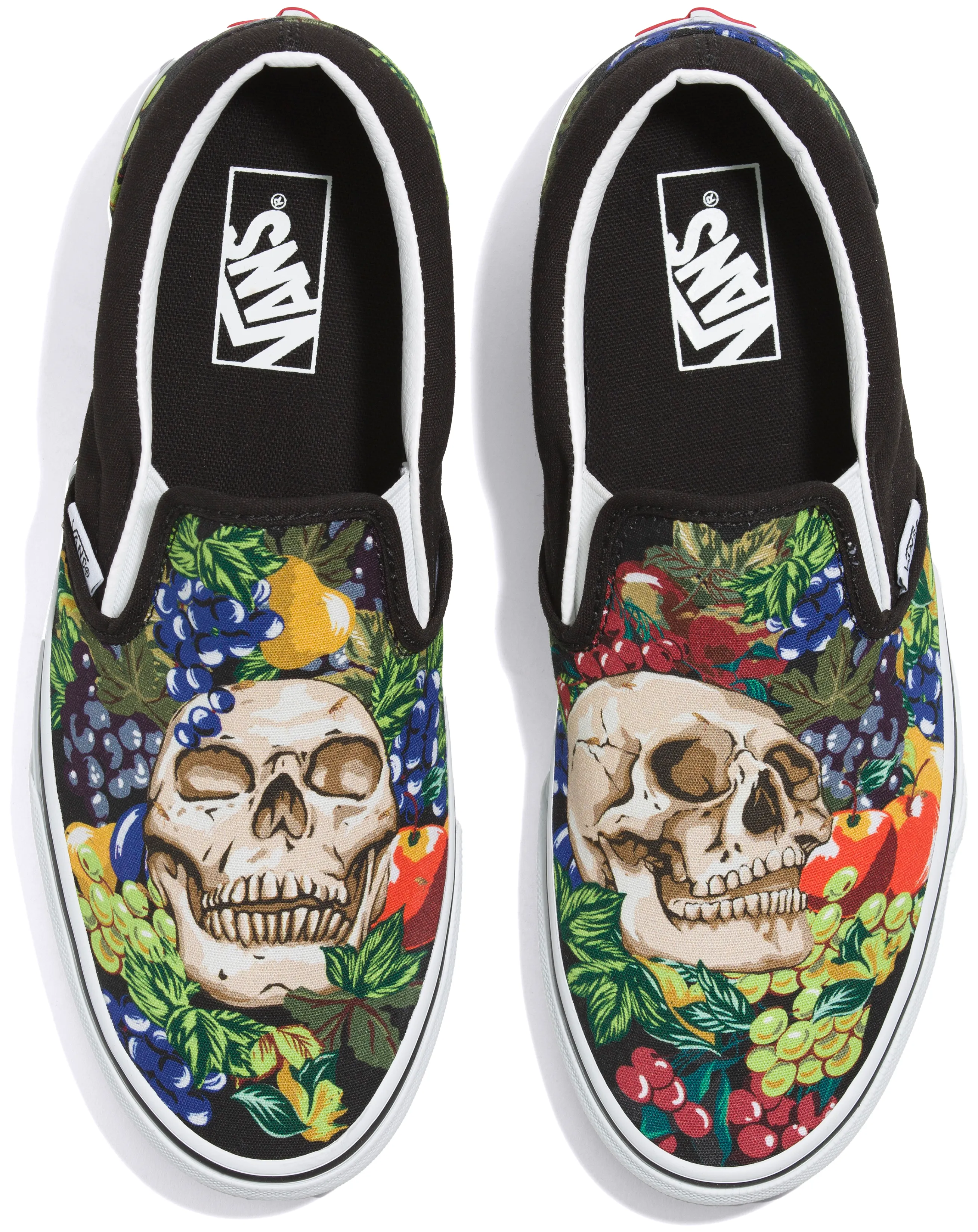 Vans Classic Slip-On Fruit Skull Black/White Low Fit Shoes Work Ready