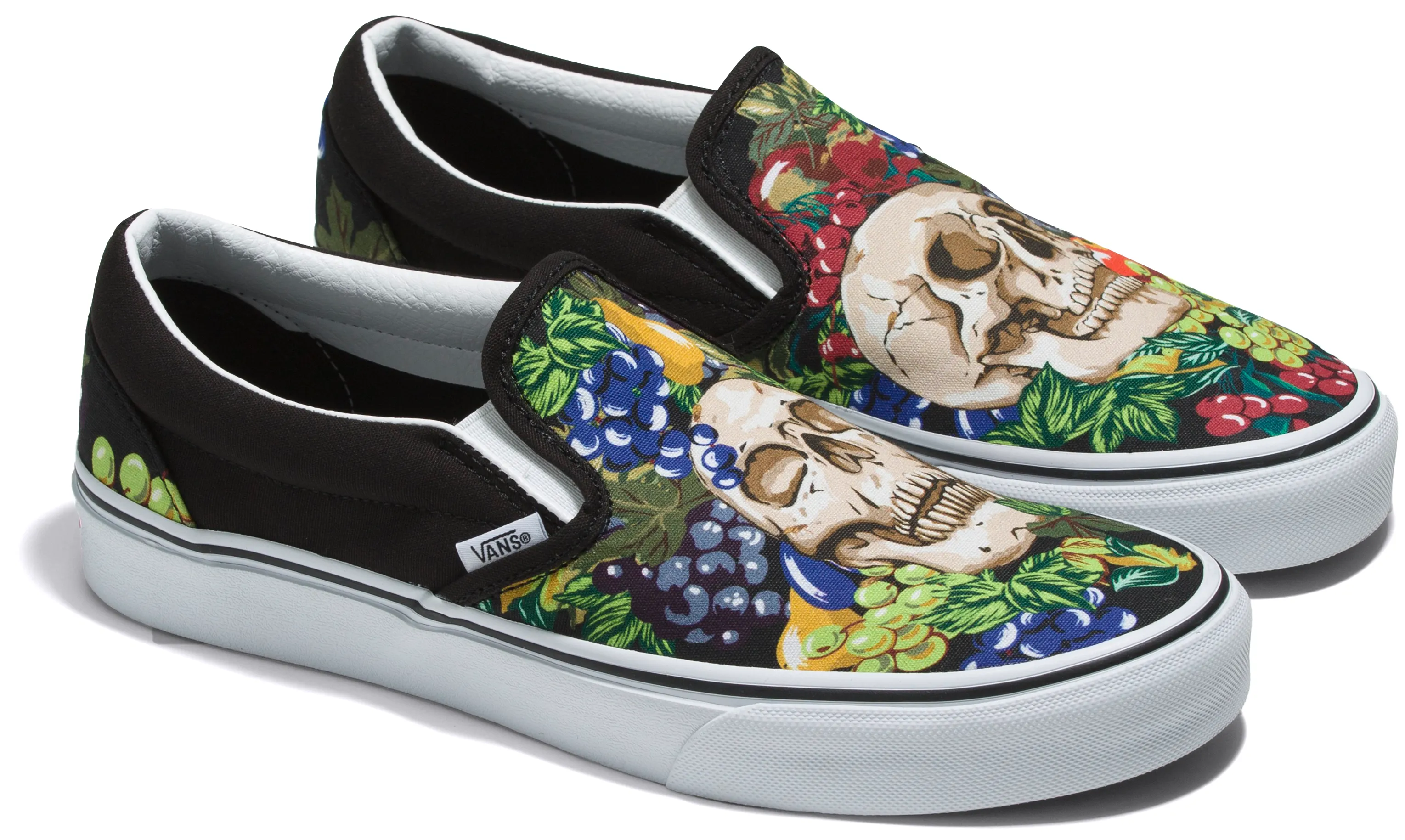 Vans Classic Slip-On Fruit Skull Black/White Travel Fit Comfort Journey