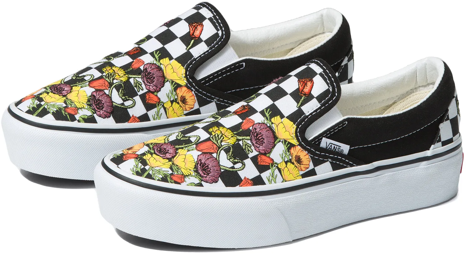 Go Anywhere Shoes Vans Classic Slip-On Platform Poppy Checkerboard Black/Multi