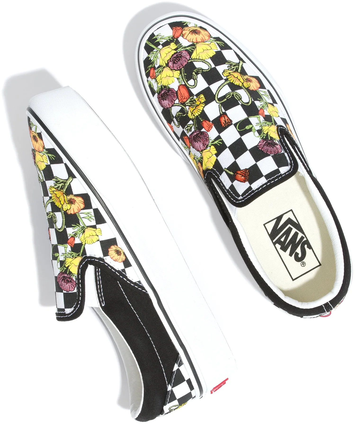 Active Wear Comfort Walk Fit Vans Classic Slip-On Platform Poppy Checkerboard Black/Multi