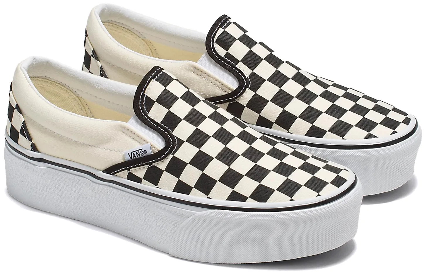 Stylish Slip On Step Light Vans Classic Slip-On Stackform Checkerboard Black/White