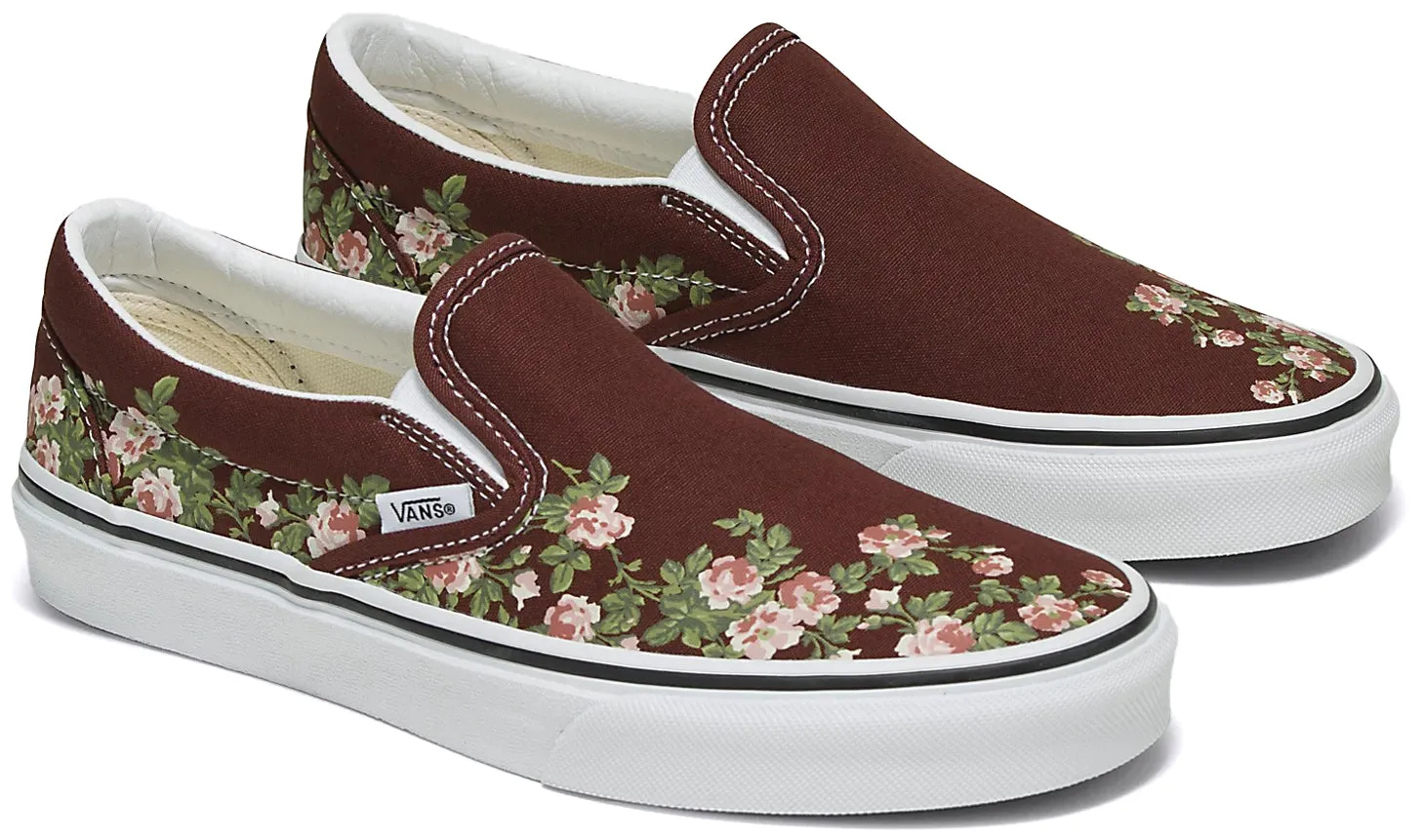 Comfy On The Move Slip Walk Style Vans Classic Slip-On Wallflower Bitter Chocolate