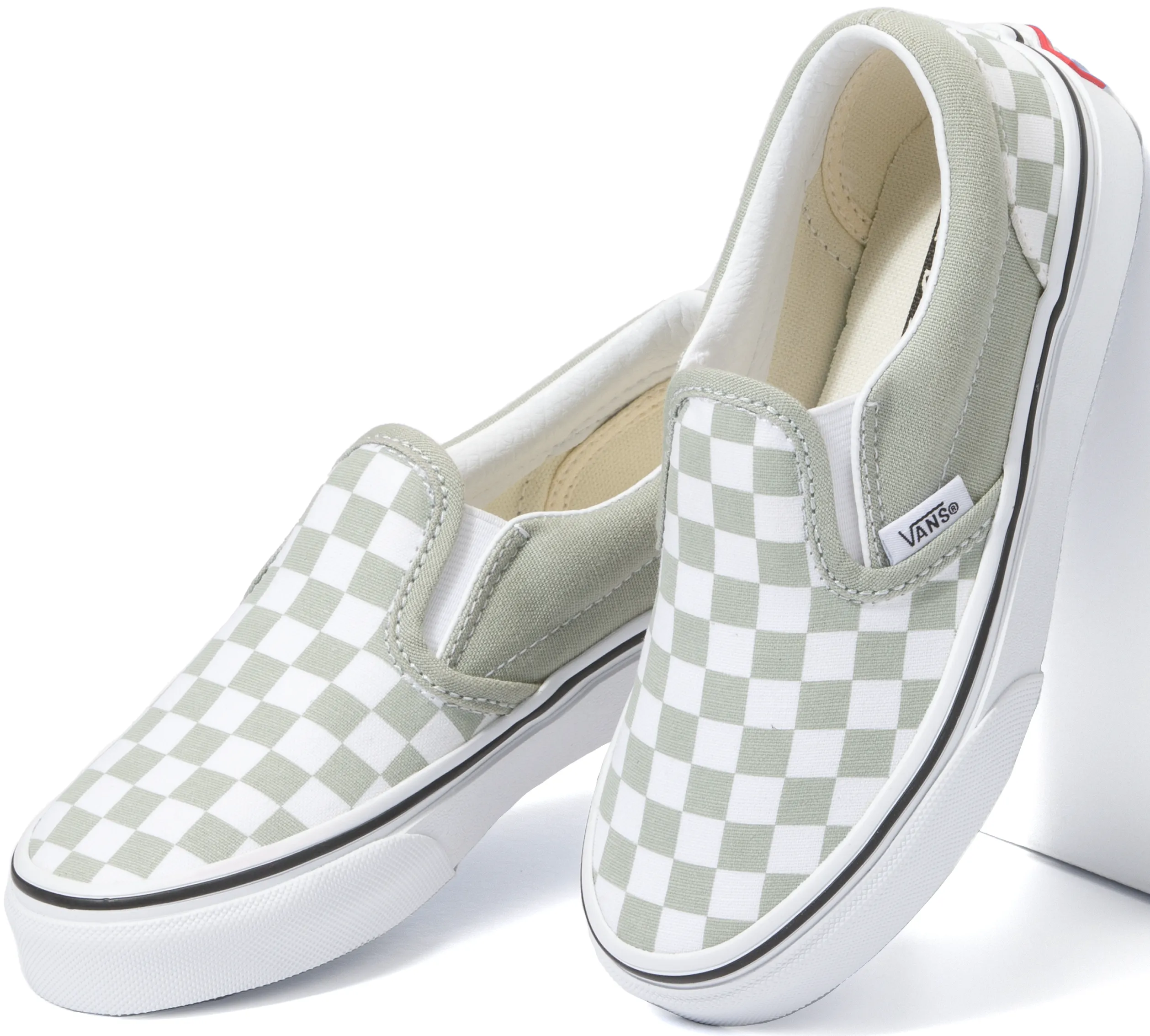 Quick Step Vans Kids Classic Slip-On Checkerboard Desert Sage