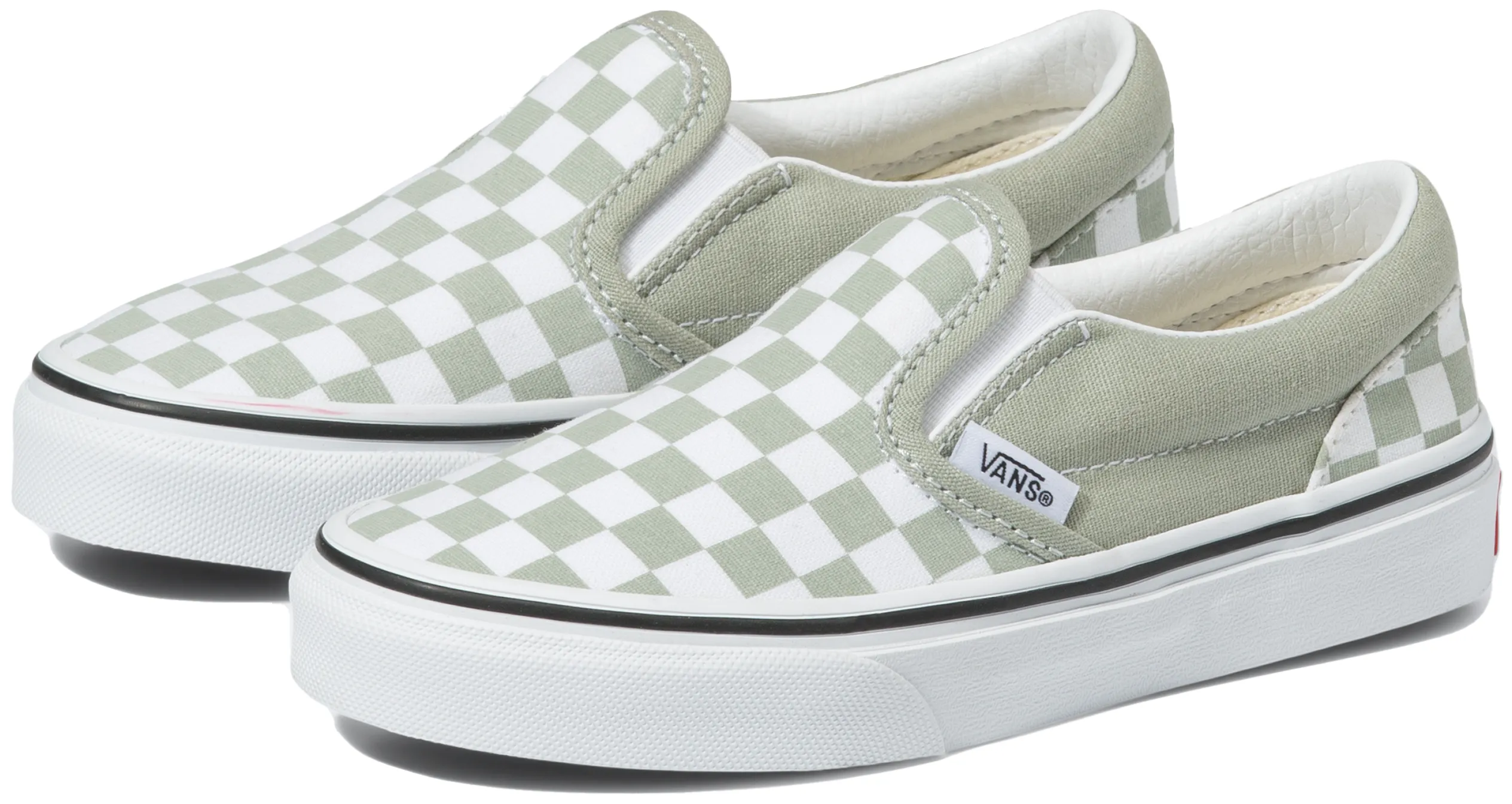Vans Kids Classic Slip-On Checkerboard Desert Sage Slip Fit Shoes