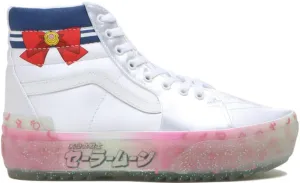 Vans X Pretty Guardian Sk8-Hi Stacked form Sailor Moon Satin White Skate Flex Ride Essential Wear