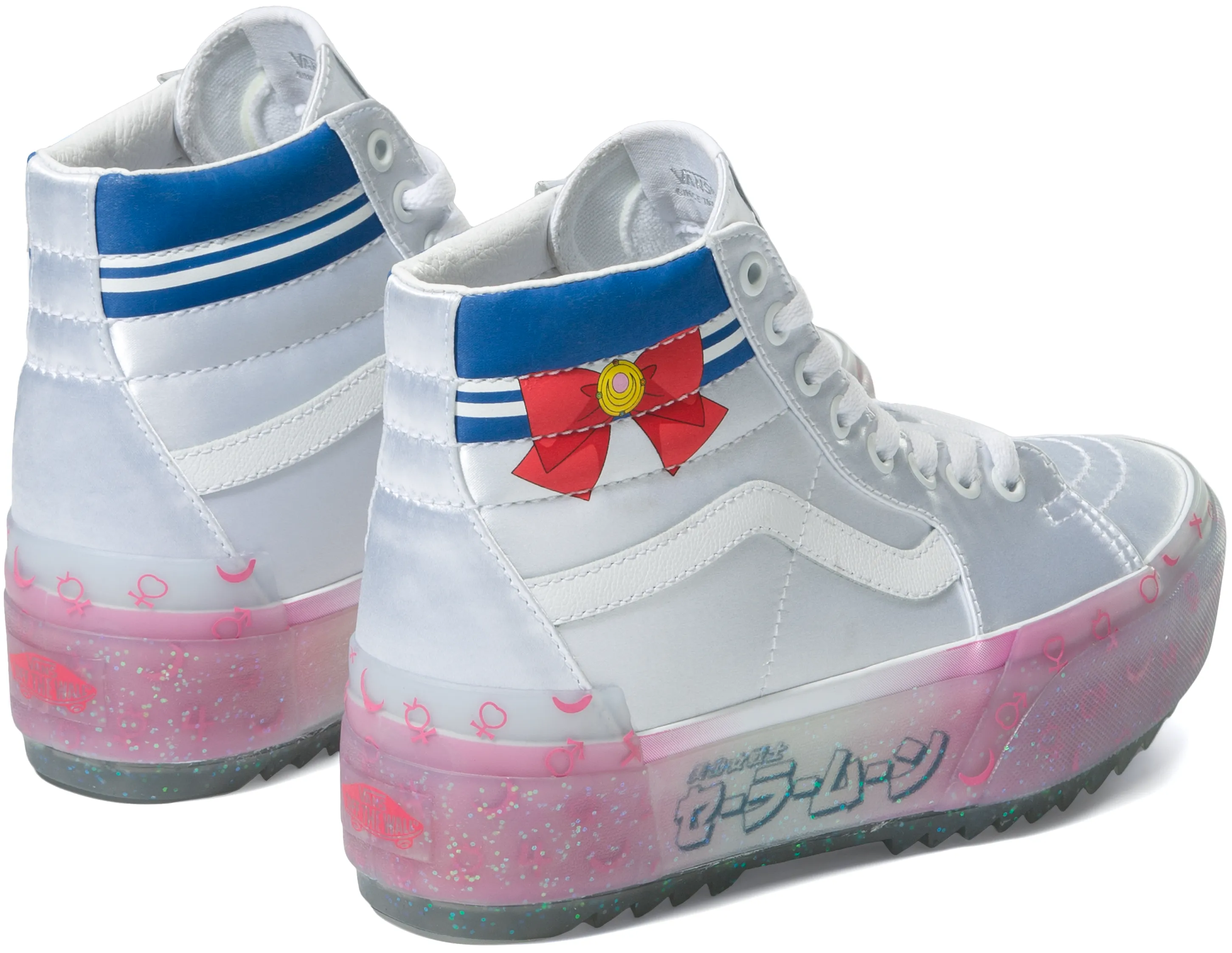 Anti   Fatigue Luxury Wear Vans X Pretty Guardian Sk8-Hi Stacked form Sailor Moon Satin White