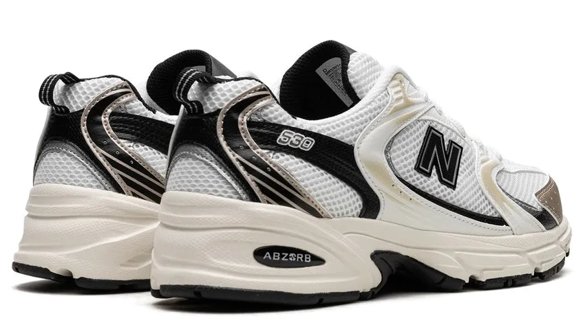 New Balance 530 White Light Gold Metallic Classic Look Heat Dissipating Design