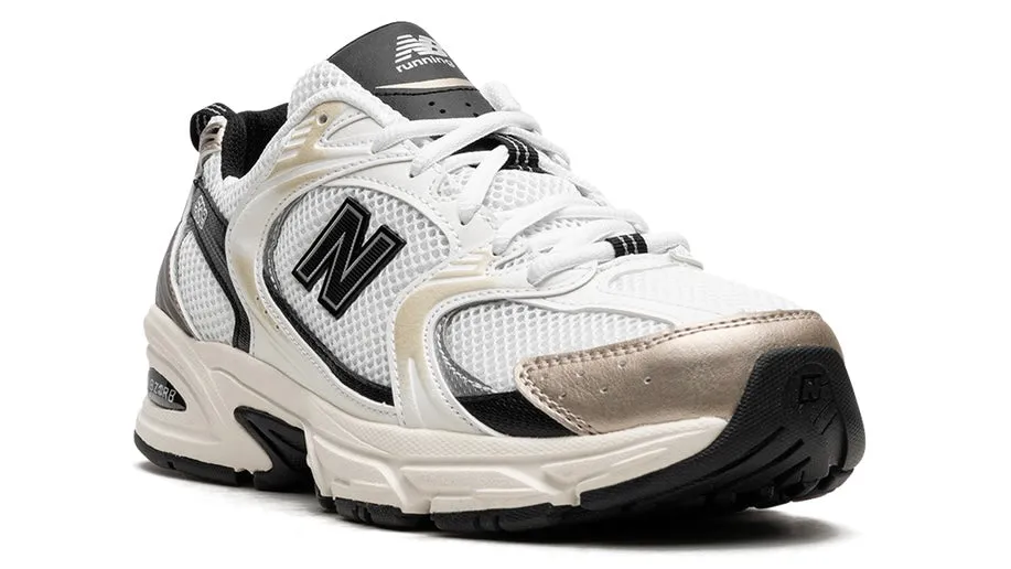 New Balance 530 White Light Gold Metallic Weekend Moves Flat Knit Texture