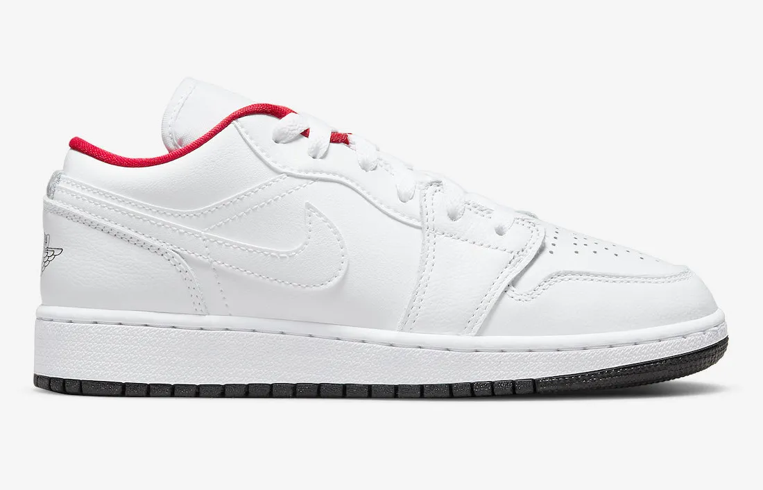 Jordan 1 Low White Red Black (GS) Hyper Breathable Lining Modern Mood