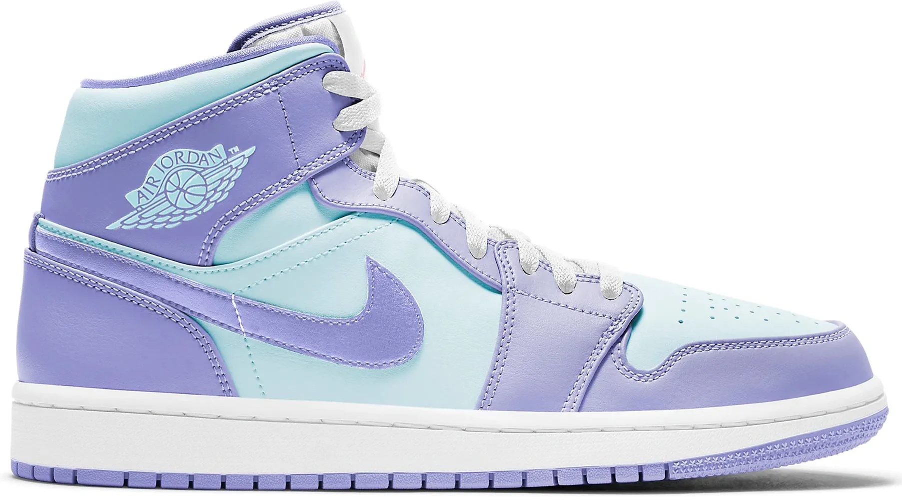 Breathable mesh upper Neutral Stability Control Jordan 1 Mid Purple Aqua
