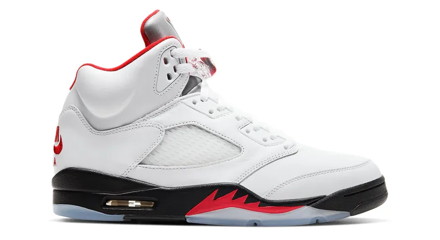 Orthopedic Footbed Technology Rockered Outsole Design Jordan 5 Retro Fire Red Silver Tongue (2020)