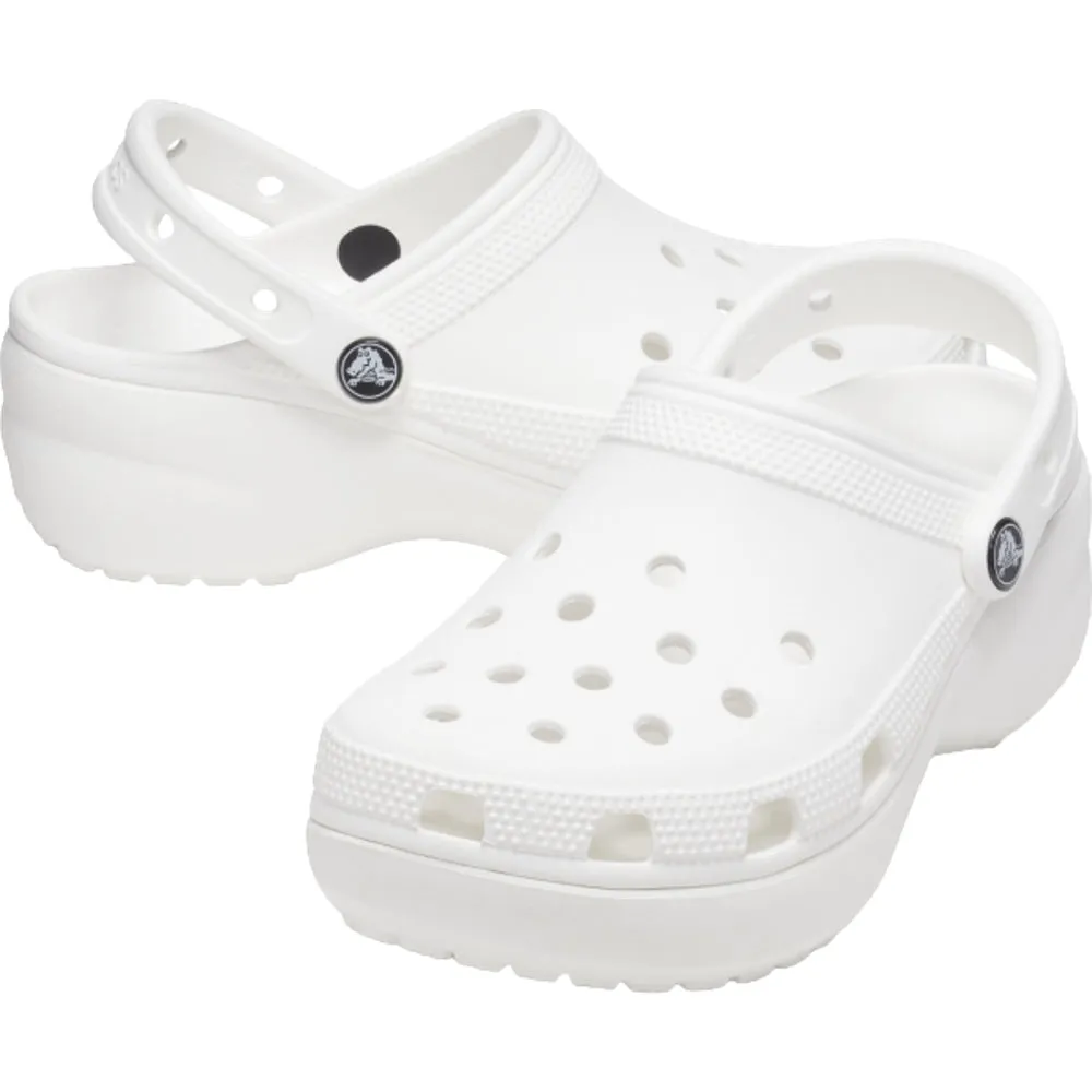 CROCS WOMEN'S CLASSIC PLATFORM CLOG-WHITE Simple Choice Dribble Step