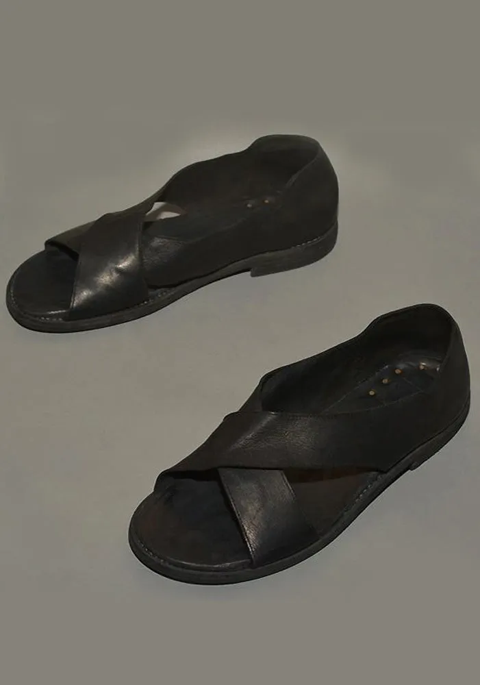 GUIDI MENS KANGAROO LEATHER CROSS SANDALS BLACK Dynamic piece Sport Performance